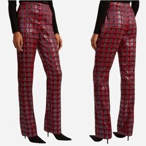 NWT Diane Von Furstenberg Woven Metallic Pleat-front Pants. Retail $468
